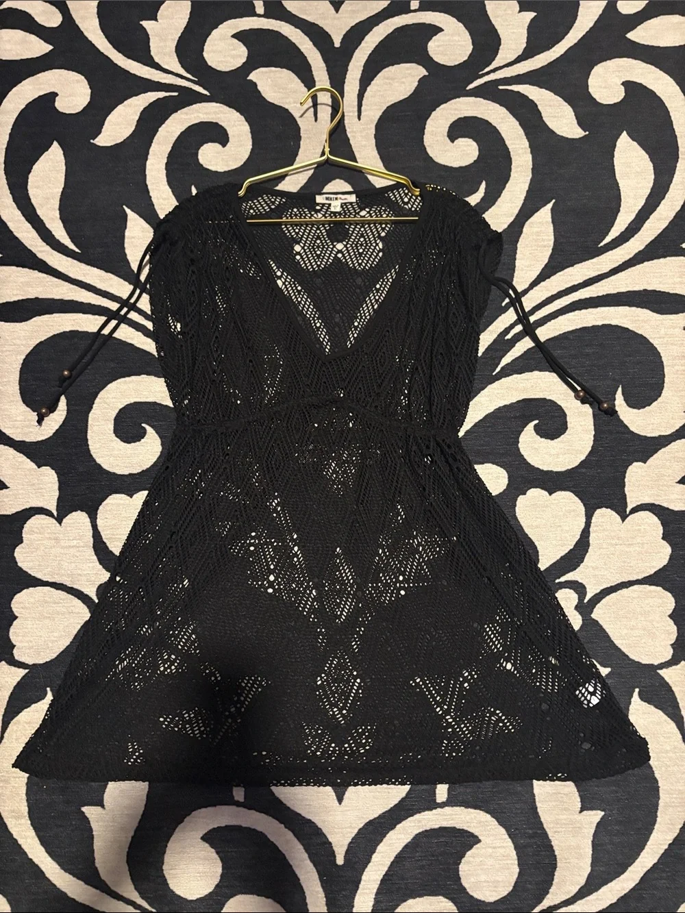 Miken Black Crochet Swim Cover-Up